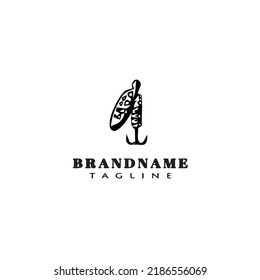 símbolo de diseño de dibujos animados logotipo de pesca icono de diseño de dibujos animados negro vector aislado moderno