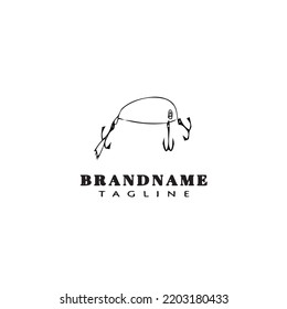 fishing lure logo cartoon design template icon black modern isolated vector