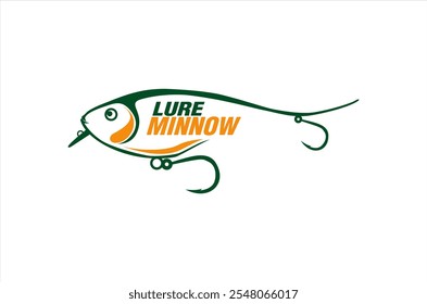 iscas de pesca logotipo vetor ilustração. iscas minnow para o negócio de equipamentos de pesca