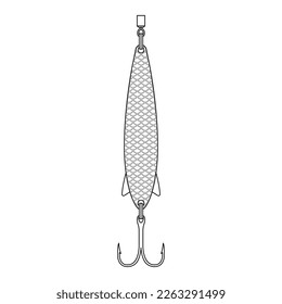 Fishing Lure Outline Icon Illustration on Isolated White Background