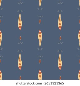 Fishing Lure Seamless Pattern. Design for fabric, textile, wallpaper, packaging	