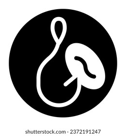 Fishing lure solid icon. Bait on hook illustration isolated on white. Fishhook glyph style design, designed for web and app. Eps 10
