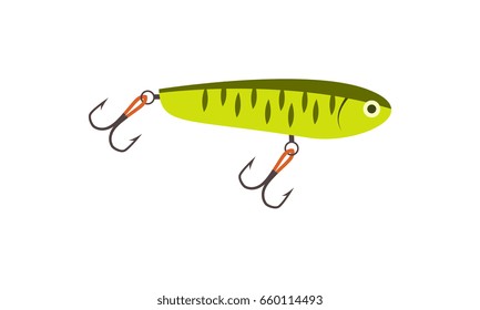 Fishing lure. Vector fishing tackle isolated on white background. Fish imitation lure illustration. Wobbler icon 
