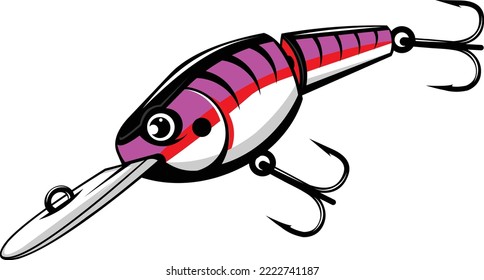 Fishing Lures Logo illustration. Unique and fresh Jointed minnow lures vector. great to use as your fishing activity. 