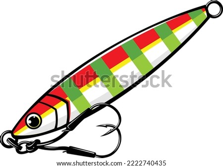 Fishing lures logo illustration. Unique and Fresh metal jig lures. Great to use as your jigging fishing activity. 