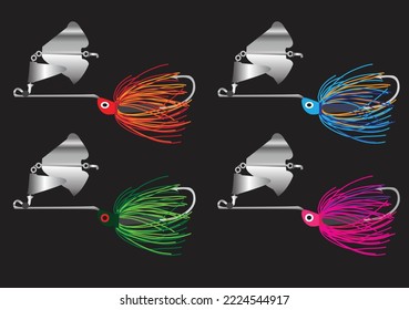 fishing lures multi colored scuba diving black background