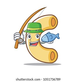 Fishing macaroni mascot cartoon style