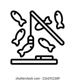 fishing magnetic game line icon vector. fishing magnetic game sign. isolated contour symbol black illustration