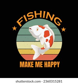 fishing make me happy  illustrations with patches for t-shirts and other uses