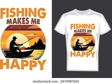 fishing makes me happy vector vintage