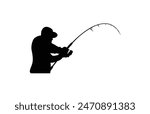 fishing man black high vector