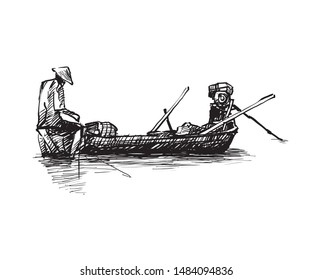 Fishing man the boat