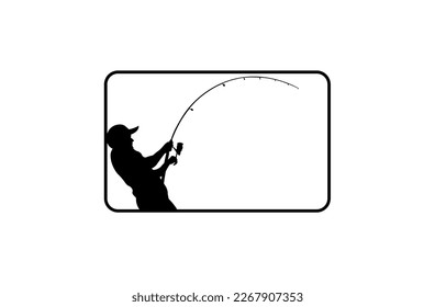 fishing man silhouette high vector