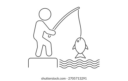 Ícone do vetor do homem de pesca isolado no fundo transparente. EPS 10	