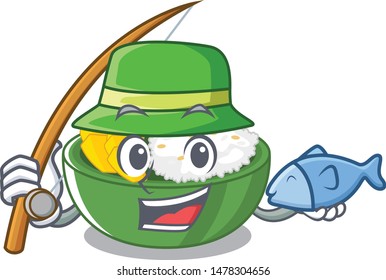 Fishing mango sticky rice in the cartoon