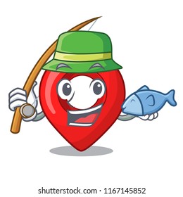 Fishing map pointer navigation pin mascot cartoon