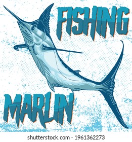 fishing marlin fish retro style