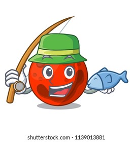 Fishing mars planet mascot cartoon