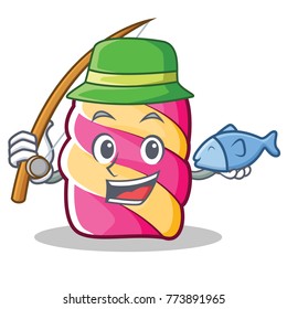 Fishing marshmallow character cartoon style