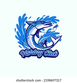 fishing mascot logo vector illustration template