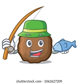 Fishing meatball mascot cartoon style