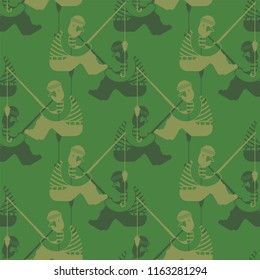 Fishing military pattern. Fisherman clothing texture. Army background. Protective soldier ornament. Vector illustration

