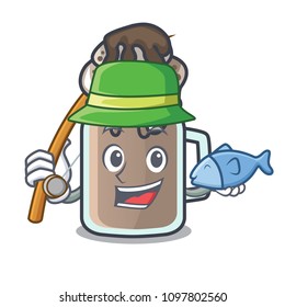Fishing milkshake mascot cartoon style