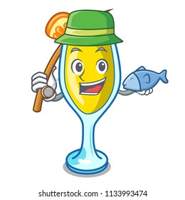 Fishing mimosa mascot cartoon style
