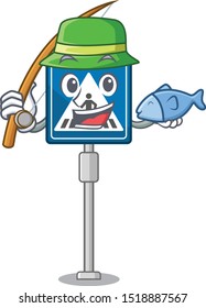 Fishing miniature crosswalk sign in form mascot