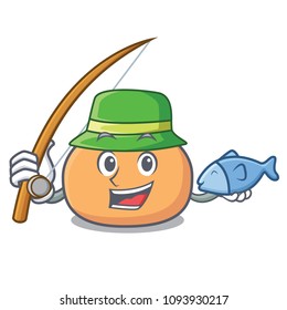 Fishing mochi mascot cartoon style