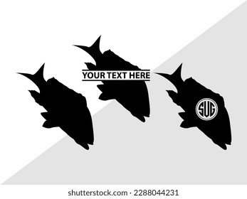 Fishing Monogram Vector Illustration Silhouette