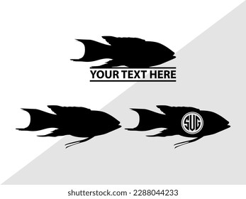 Fishing Monogram Vector Illustration Silhouette