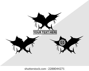 Fishing Monogram Vector Illustration Silhouette