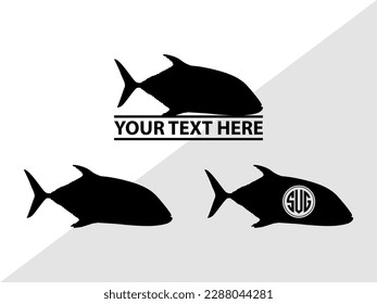 Fishing Monogram Vector Illustration Silhouette