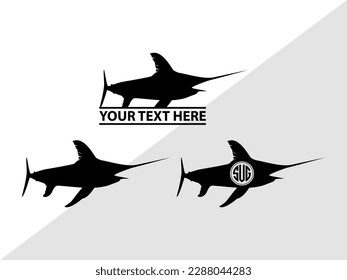 Fishing Monogram Vector Illustration Silhouette