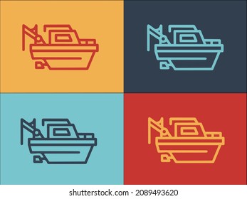 Fishing Motor Boat Logo Template, Simple Flat Icon of boat,fishing,water