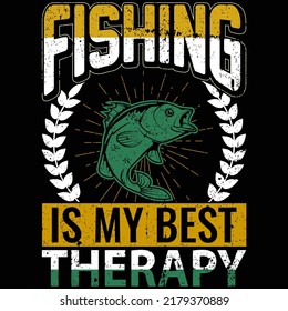 Fishing is my best therapy Fishing t shirt and mug design vector illustration