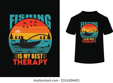 Fishing is my best therapy t shirt design.