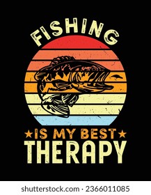Fishing is My Best Therapy T-Shirt Design, Fishing T-Shirt Design