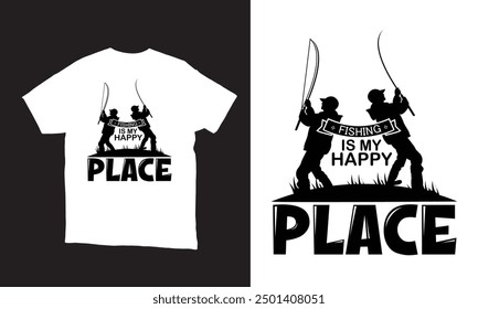 Fishing is my happy place vector t-shirt design. 