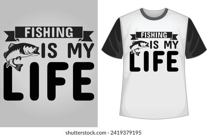 fishing is my life - Fishing typography T-shirt vector design. motivational and inscription quotes.
perfect for print item and bags, posters, cards. isolated on black background
