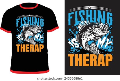 Fishing is my therapy, fishing t-shirt design