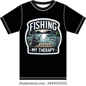 Fishing My Therapy, Fishing T-shirt Design.