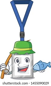 Fishing name tag isolated in the cartoon