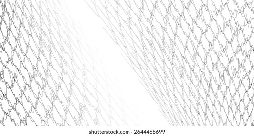Fishing net black overlay grunge texture. Marine grid distress background. Empty template for aging your design. EPS10 vector.