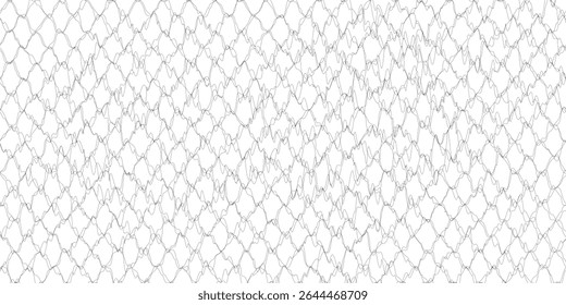 Fishing net black overlay grunge texture. Marine grid distress background. Empty template for aging your design. EPS10 vector.