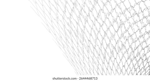 Fishing net black overlay grunge texture. Marine grid distress background. Empty template for aging your design. EPS10 vector.