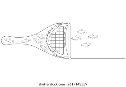 Fishing net continuous one line art design