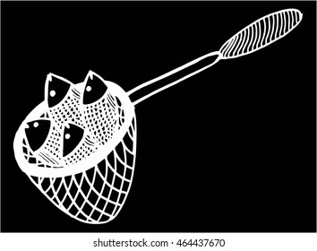 Fishing net doodle, hand drawing