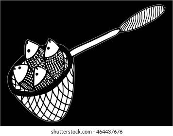 Fishing net doodle, hand drawing